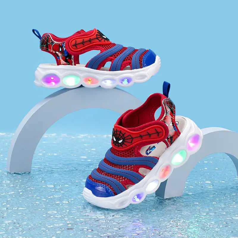 Disney Summer Cartoon Kids Toddler Boys Spiderman Princess Sandals Sport Baby Boys Blue Red Beach Sneakers Sandals Size 24-35