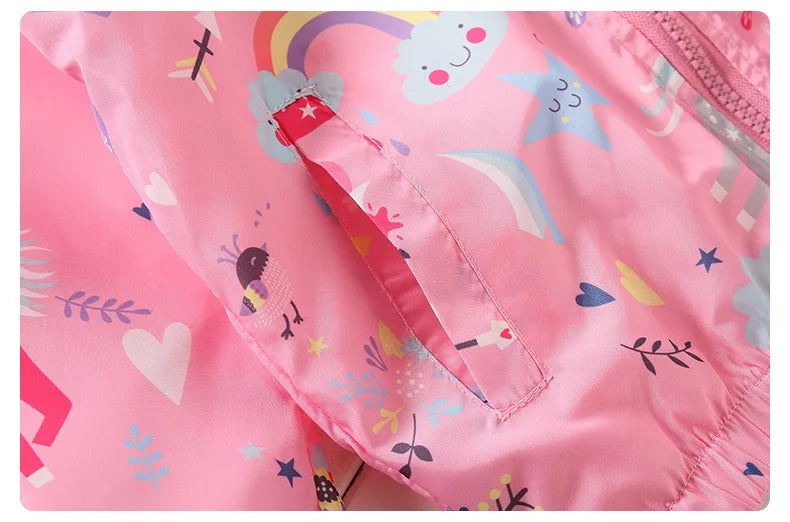 Fashion Kawaii Children's Jackets for Boys Girls Pink Blue Autumn Clothes 1 to 2 3 4 5 6 7 8 9 Years 2024 Kids Hoodie Waterproof