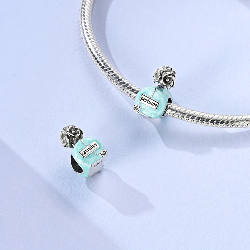 Hot Sale Charms Beads 925 Sterling Silver Pink Perfume Bottle Letter Luminous Firefly Tarot Card Beads Fit DIY Bracelets Jewelry