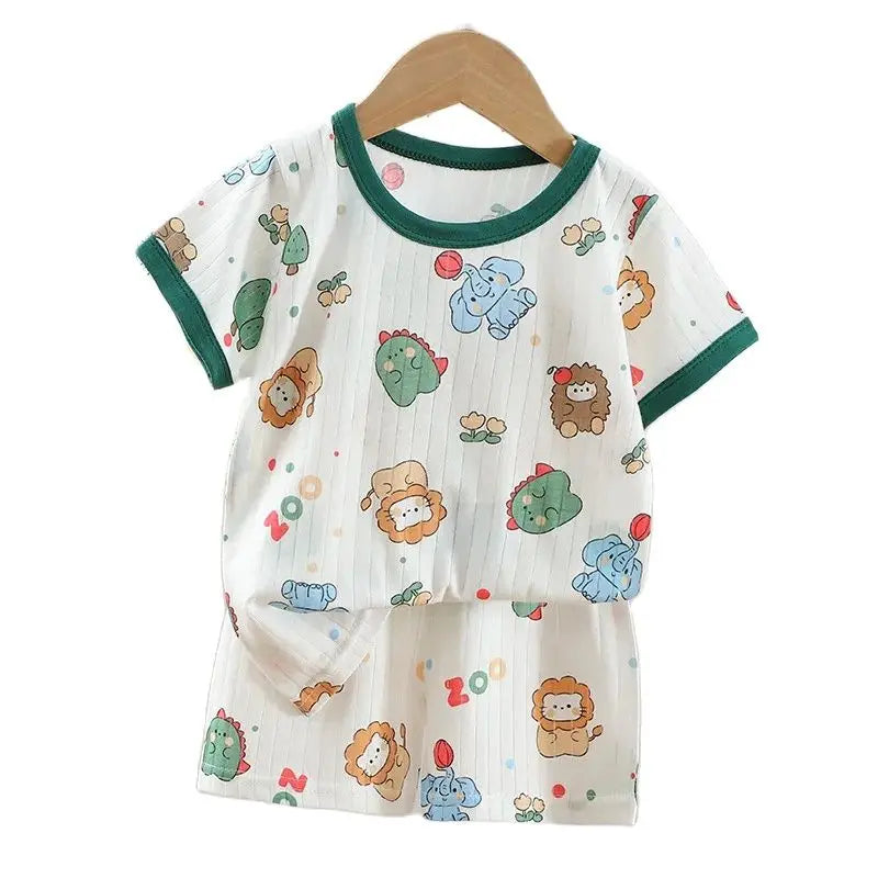 Dinosaur Baby Pajamas Set Cotton Child Pajamas Toddler Summer Sleeveless Baby Nightwear Pyjamas Kid Cartoon Homewear Clothes Set