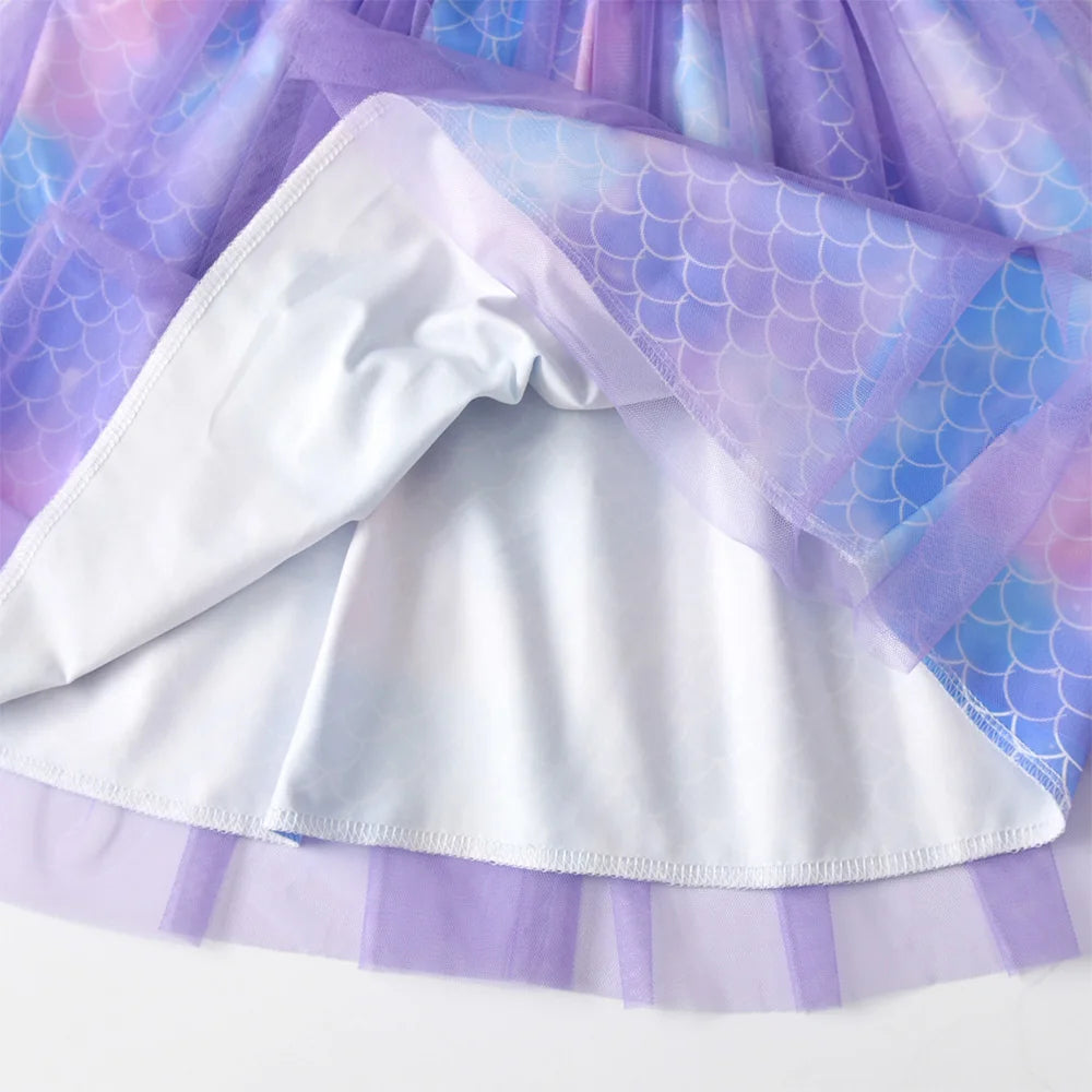 VIKITA Girls Mermaid Print Dress Kids Summer Sleeveless Dresses with Bow Knot Girl Princess Party Prom Gown Beach Vacation Dress