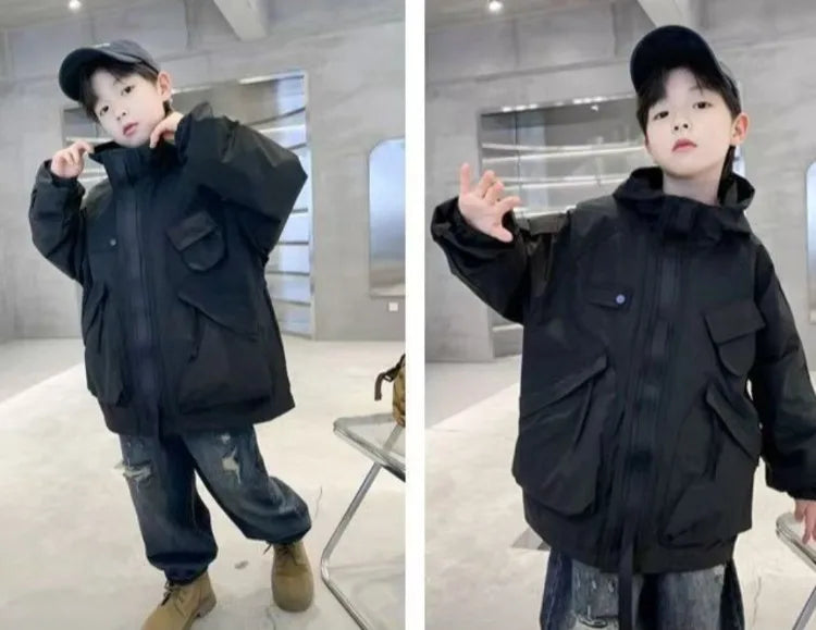 2025 New Boys Windbreaker Jacket Spring Autumn Waterproof Windproof Youth Unisex Stylish Outdoor Jacket for Kids