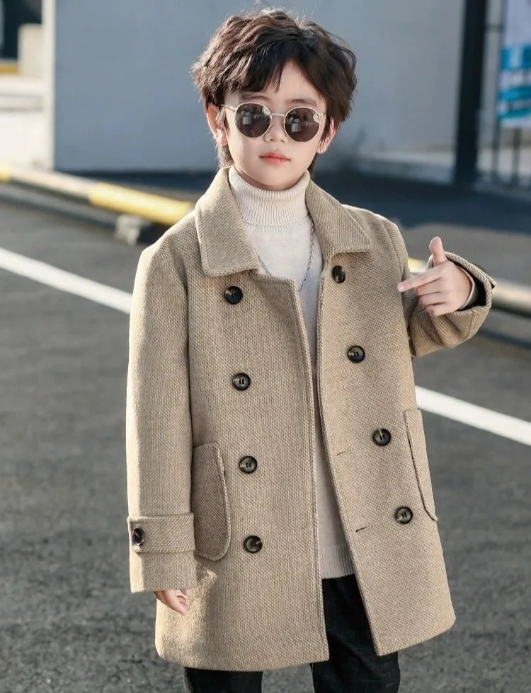 2025 Autumn Winter Kids Korean Style Plus Size Warm Thickened Wool Coat Windbreaker Stylish Outdoor Jacket