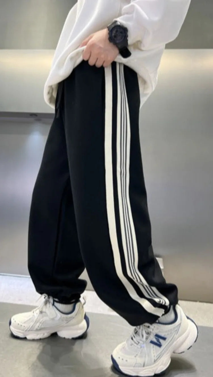 2025 New Release Boys' Wide-Leg Pants - Breathable Sporty Straight Leg for Boys 120-170cm, Spring Autumn Streetwear Casual Wear