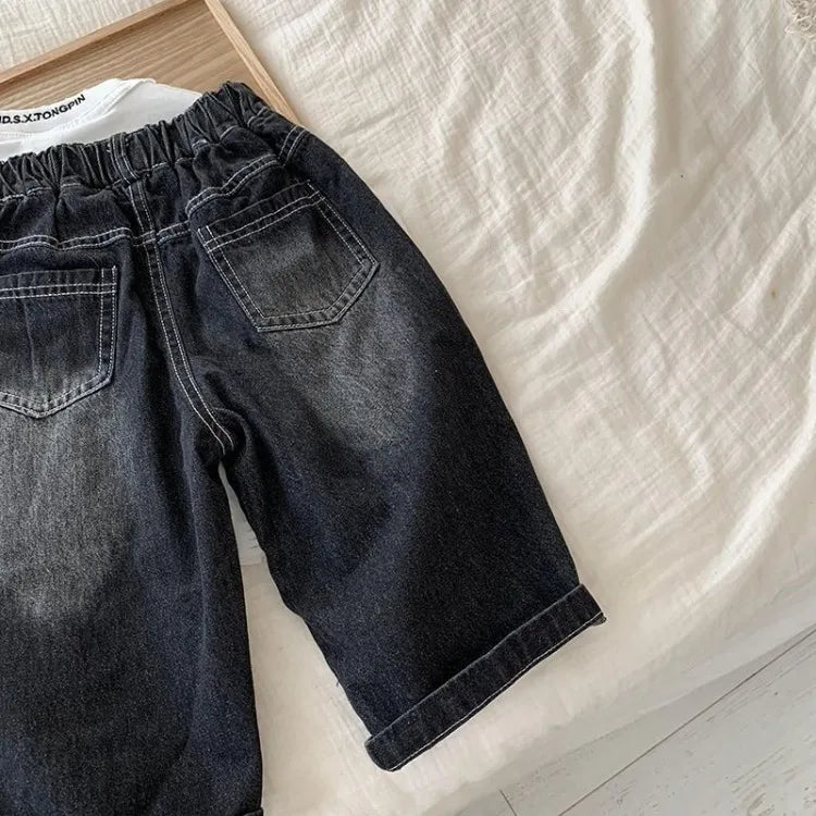 Boys' Trendy Jeans 2025 Spring Autumn Kids Casual Long Pants, Versatile & Stylish Children's Denim Wear for Ages 6-12