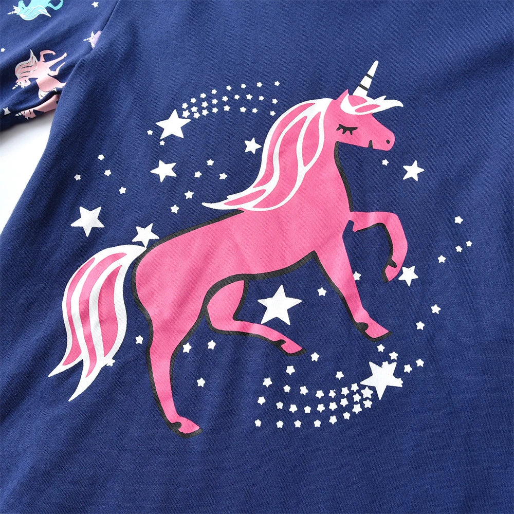 DXTON Kid Cartoon Clothes Sets Nighty Pajamas for Autumn Spring Unicorn Print Tees and Pants Suits Pyjamas Kids Pijamas 2 Pcs