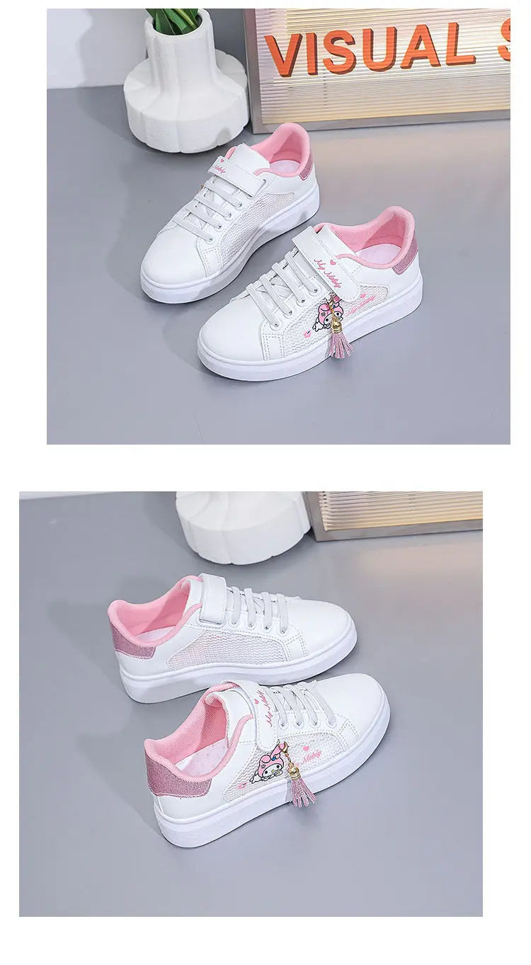 Sanrio hello kitty  spring autumn non-slip net shoes girl casual shoes cartoon board shoes kuromi sports shoes cute Sneakers
