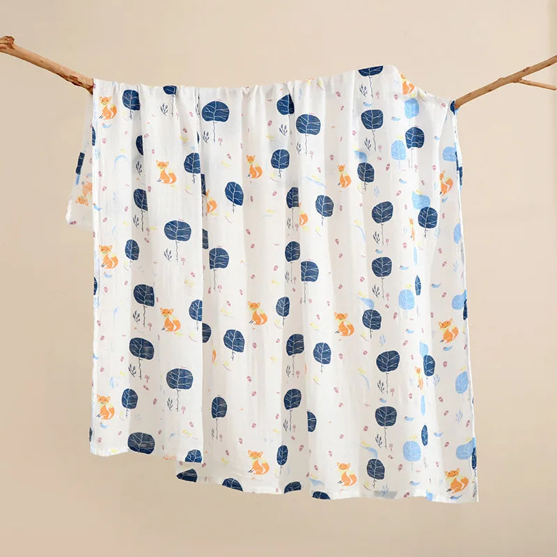 Kids Blankets Animal Pattern 120*110cm Cotton Gauze Cover Newborn Towel Linen Double Layer Cover Baby Blanket