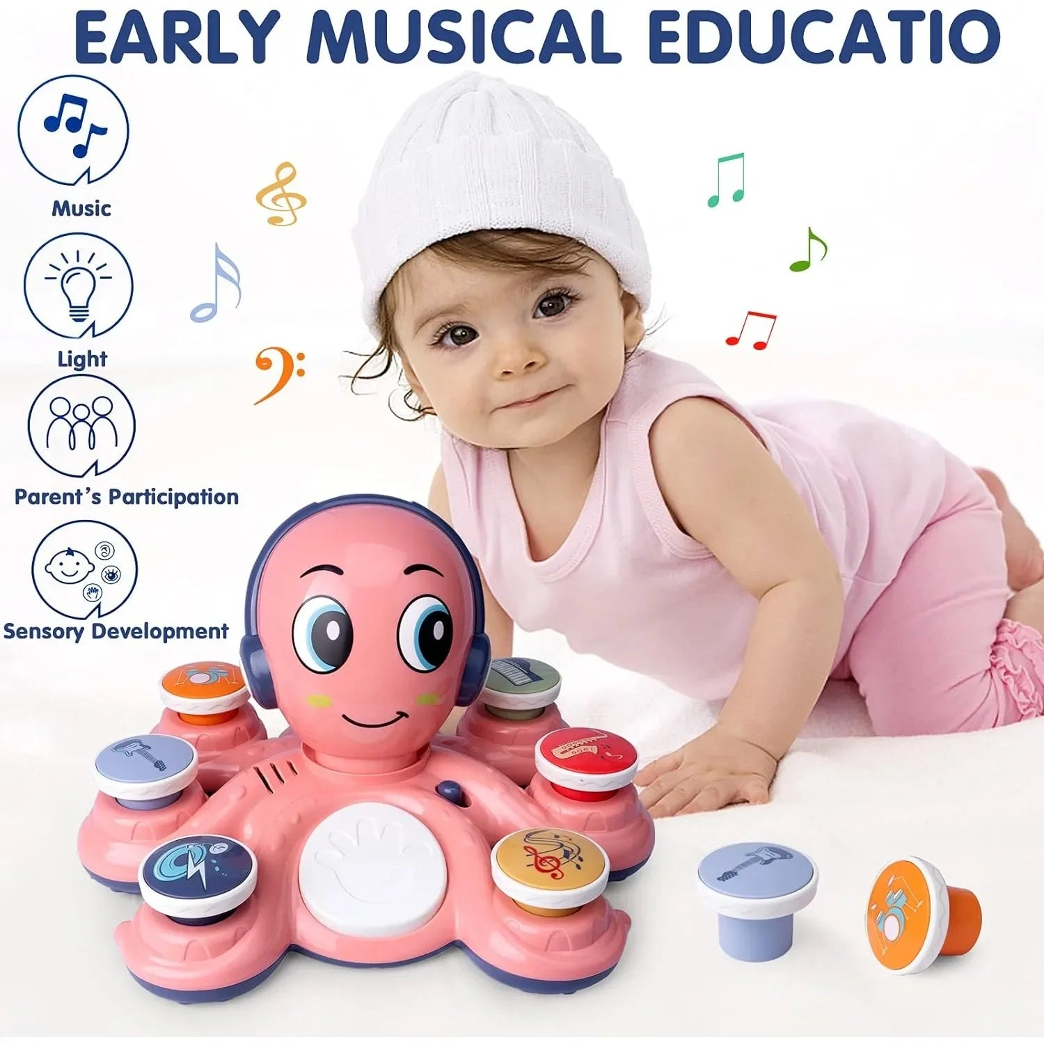 Baby Musical Toys Learning Toys for Toddlers Octopus Music Toys Preschooler Musical Educational Instruments Toy for Birthday