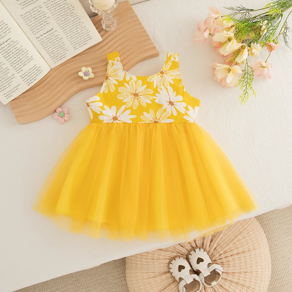 Summer New Sweet Flower Baby Girl Princess Dress, Sweet Bow Children'S Sleeveless Clothes For Babies Aged 9 Months To 3 Years