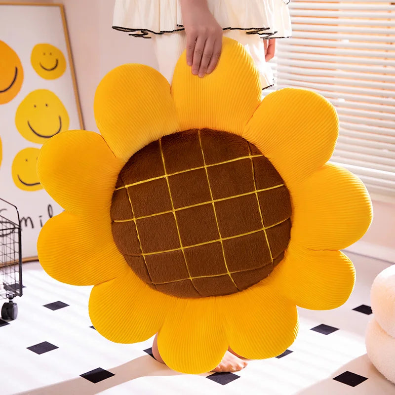 Artificial Natural Flower Sunflower Plush Doll Pillow Yellow Lifelike Flower Plush Pillow Super Soft Birthday Gift For Girls