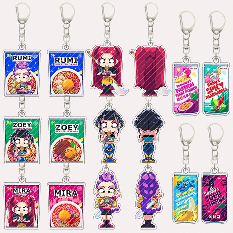 Kpop Huntr-X Acrylic Double-Sided Printing Keychain Demon Hunters Mira Rumi Zoe Acrylic Keychain Backpack Pendant Fans Gift