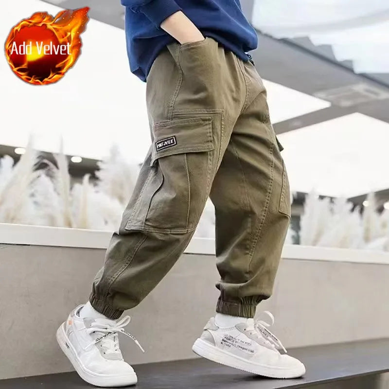 100% Cotton Cargo Pants for Boys | Spring Autumn 2025 New Release | Medium To Large Kids Casual Wear