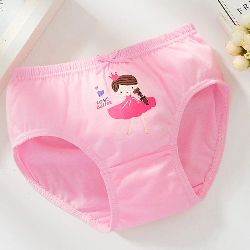 4Pcs/Set Little Girls' Cotton Panties Baby Toddler Soft Underwear softness Cute Pattern Kids Briefs Multipack