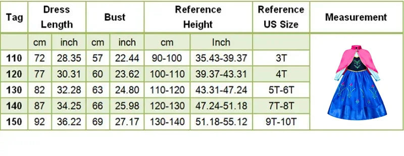 Girls Dresses Kids Princess Costume Halloween Birthday Party Long Cloak Cosplay Elsa Dress Long Sleeve 4 5 6 7 8 9 10 Years