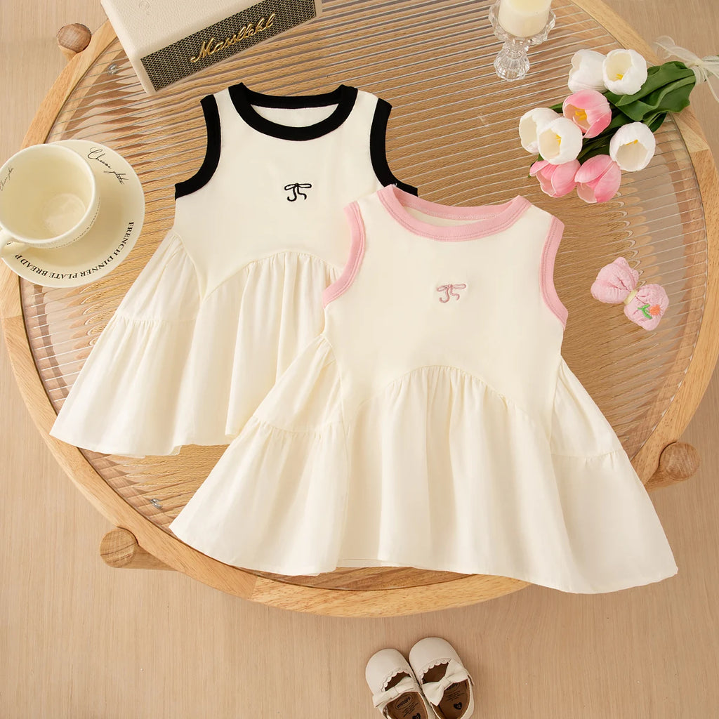 Summer New Sports Style Baby Girl Dress, Soft And Breathable Children'S Sleeveless Clothes (6 Months -3 Years Old)