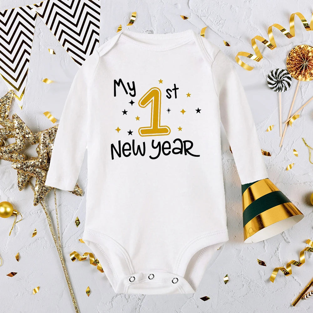 It Is My 1st New Year Baby Boy Girl Long Sleeve Romper Fashion Casual Robe Ropa Newborn Baby Bodysuit New Year Holiday Best Gift