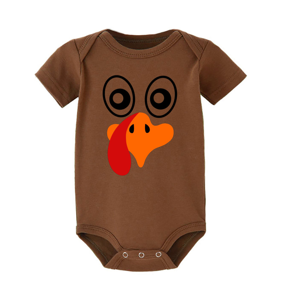Thanksgiving Turkey Face Baby Bodysuit Boys Girls Cute Clothes Toddler Romper Baby Short Sleeve Jumpsuit Thanksgiving Outfits