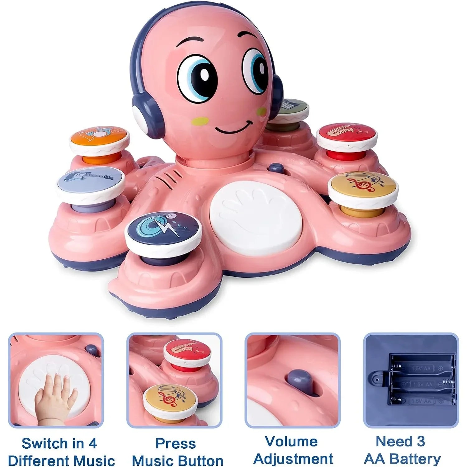 Baby Musical Toys Learning Toys for Toddlers Octopus Music Toys Preschooler Musical Educational Instruments Toy for Birthday