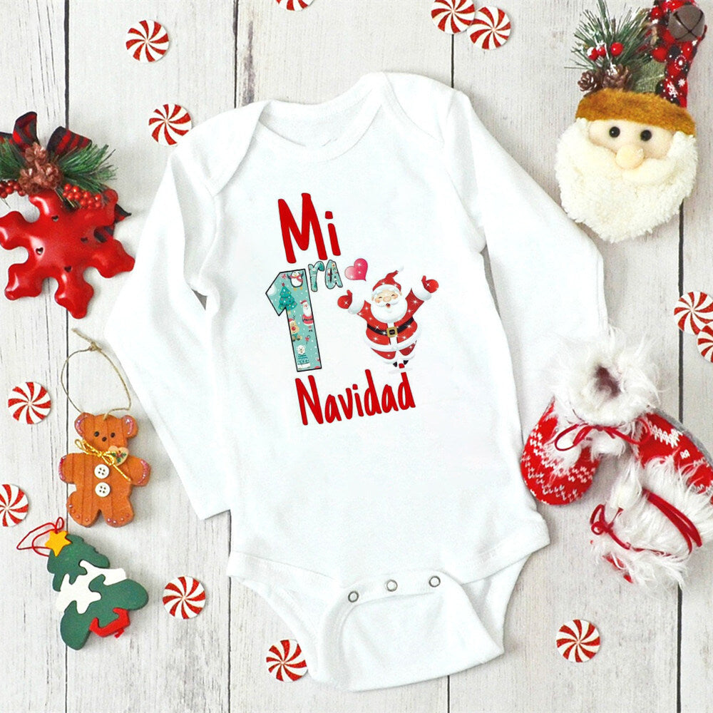 My First Christmas Baby Bodysuit Boys Girls Clothes Xmas Infat Cute Romper Christmas Party Baby Bodysuits Newborn 1st Xmas Gift