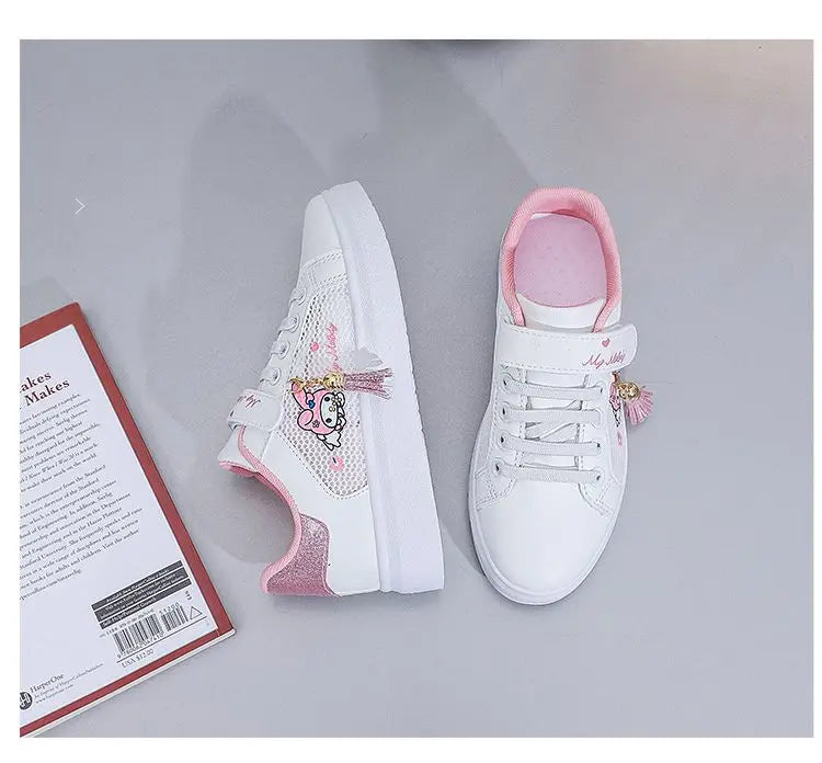 Sanrio hello kitty  spring autumn non-slip net shoes girl casual shoes cartoon board shoes kuromi sports shoes cute Sneakers