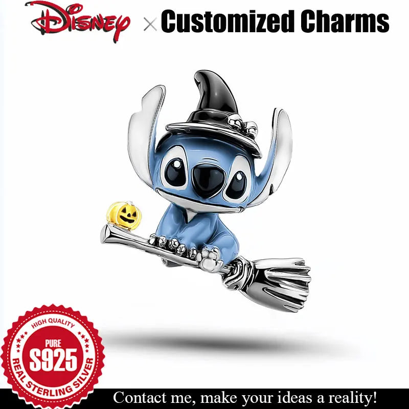925 Silver Charm Disney Stitch Halloween Customizable beads for bracelet Original female Jewelry accessories Halloween gifts