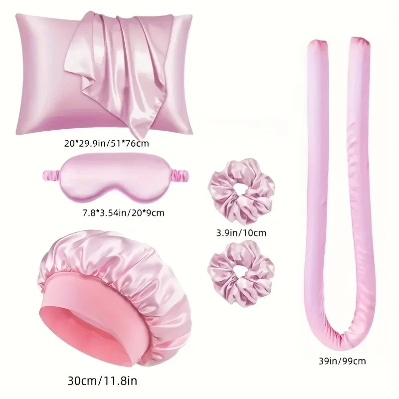 Styling Kit - Heatless Silk Curler with Sleeping Mask and Shower Cap for Women and Girls Beauty Kit for Travel and Home