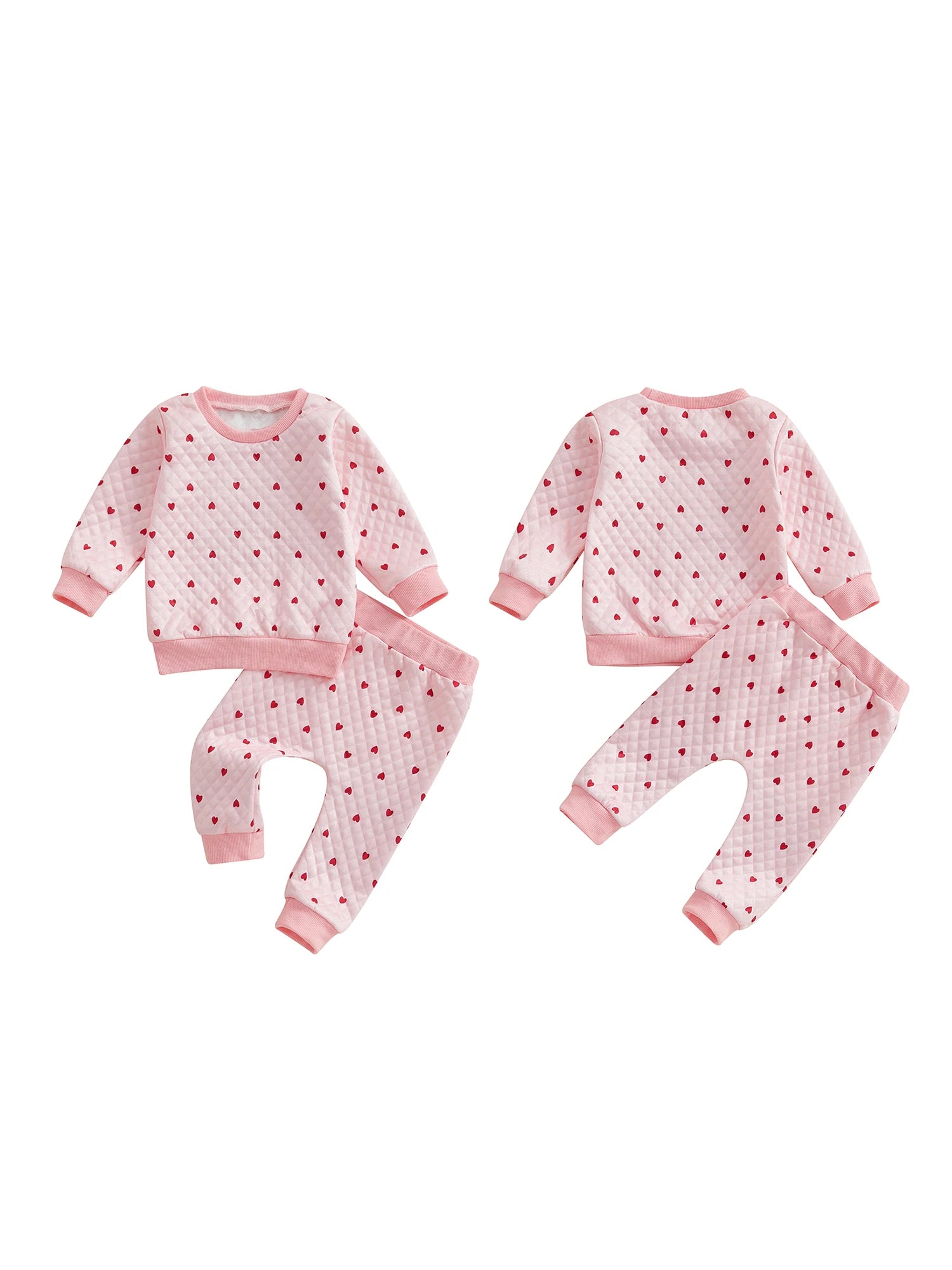 Toddler Girls Valentine s Day Outfits Heart Print Long Sleeve Sweatshirt and Elastic Pants Set Baby 2 Piece Clothes