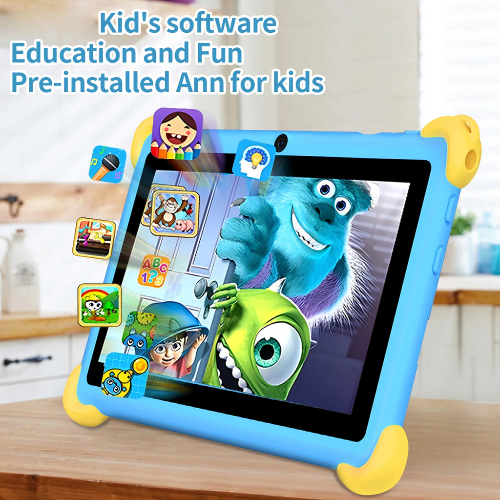 7 Inch 5G Kids' Tablet with Cartoon Pattern Android Learning Education PC with Kids-Proof Case 4000mAh Tablet