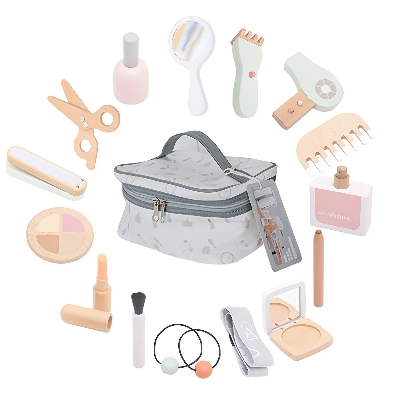 Montessori Wooden Makeup Toys for Girl, Girls Pretend Beauty Makeup and Salon Set Toys, Toddler Makeup Kit Gift Toys