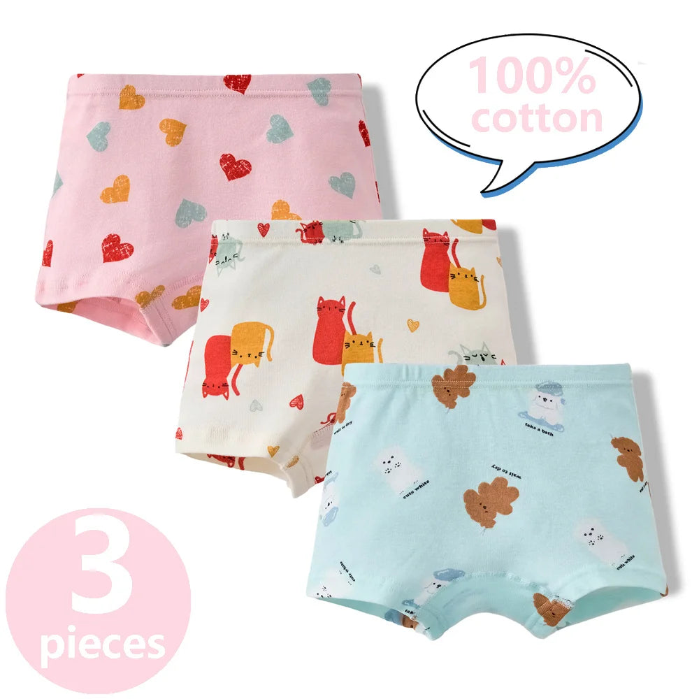 3/6 Pcs Children's Girls Panties Sets 100% Cotton Pretty Cartoon Unicorn Print Underwear For Girl Infant Undies Boxer Breathable