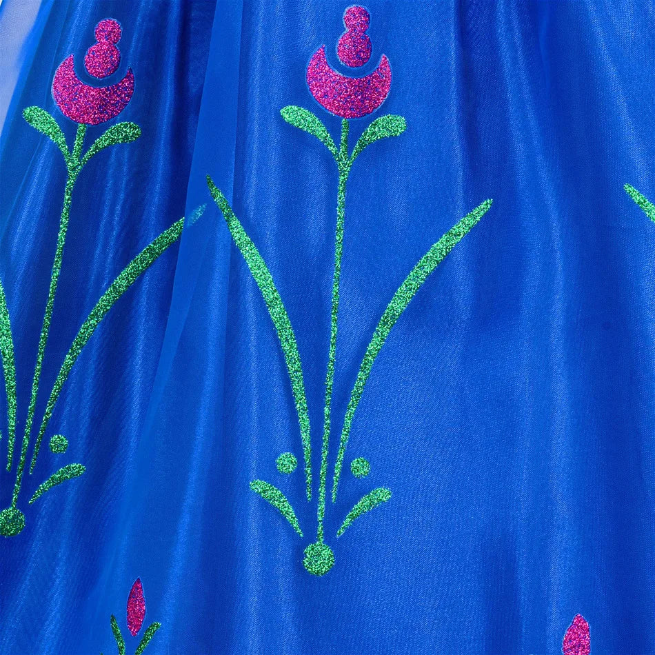 Frozen Anna Princess Girl Dress Halloween Cosplay 2025 Disney Party Costume Snow Queen Princess Clothes Children Outfit 2-10 Y