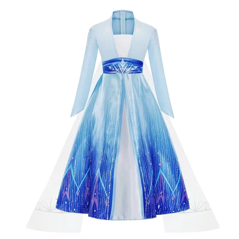 Girls Dresses Kids Princess Costume Halloween Birthday Party Long Cloak Cosplay Elsa Dress Long Sleeve 4 5 6 7 8 9 10 Years