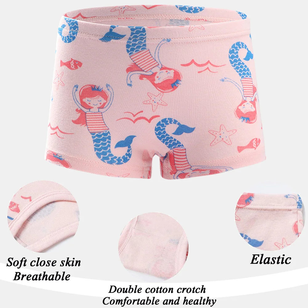 3/6 Pcs Children's Girls Panties Sets 100% Cotton Pretty Cartoon Unicorn Print Underwear For Girl Infant Undies Boxer Breathable