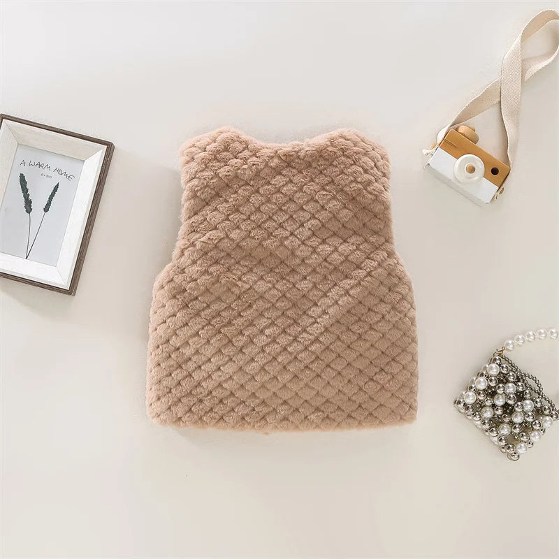 (9 Months -3 Years Old) Autumn And Winter New Simple Solid Color Baby Girl Vest, Fashionable And Warm Children'S Clothing