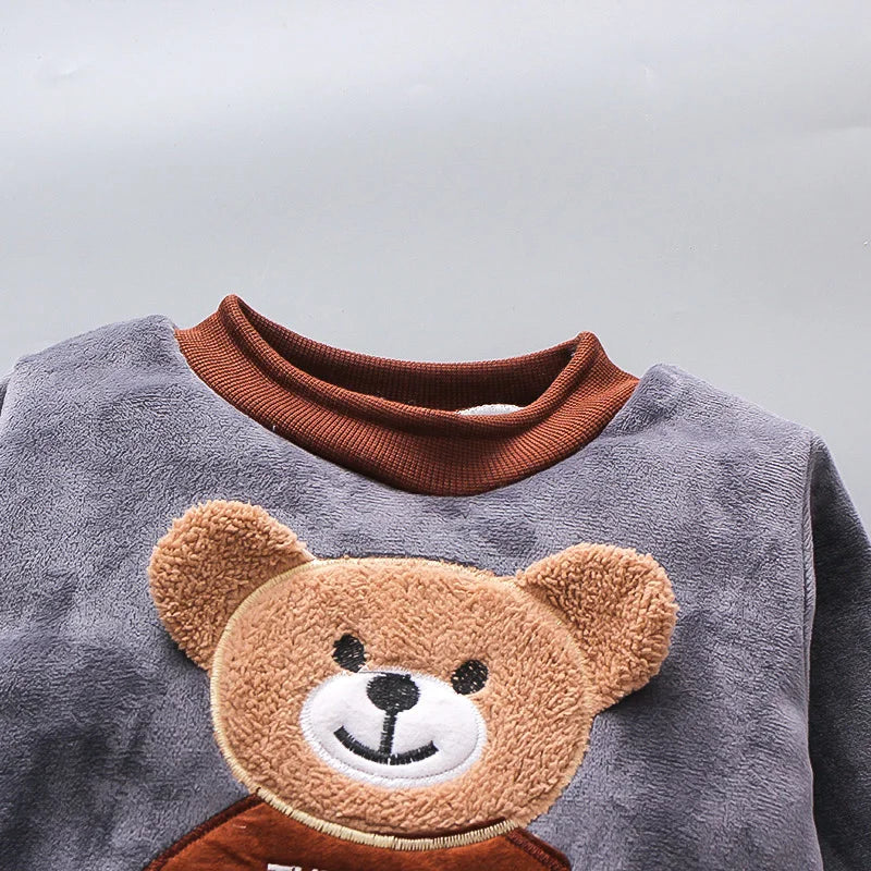 New Winter Baby Girls Clothes Suit Children Boys Thicken Warm Hooded Vest T-Shirt Pants 3Pcs/Set Toddler Costume Kids Tracksuits