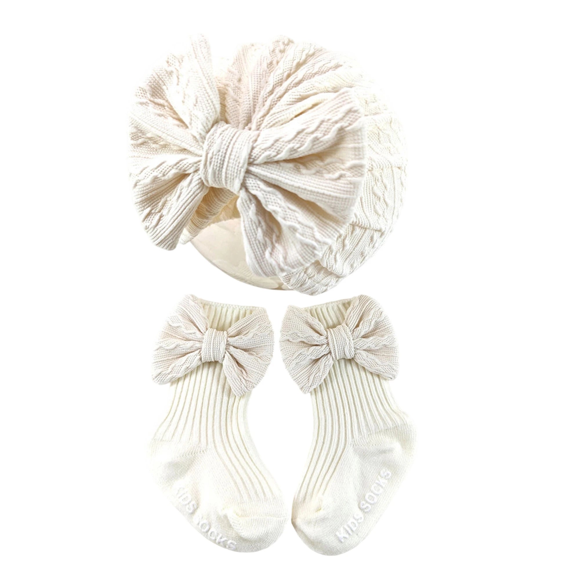 Adorable Baby Boy Knit Hat and Booties Set Newborn Soft Beanie Cap with Pom Pom and Matching Socks for Infants