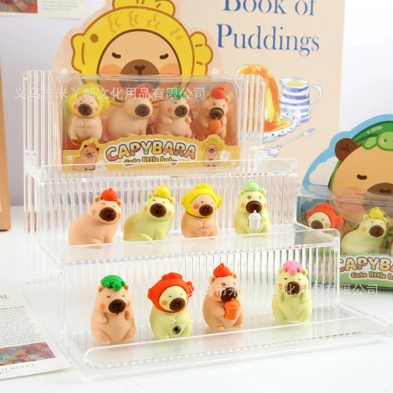 4PCS Cute Capybara 3D Erasers Funny Cartoon Creative Animal Erasers Stationary Gifts Mini School Office Supplies for school