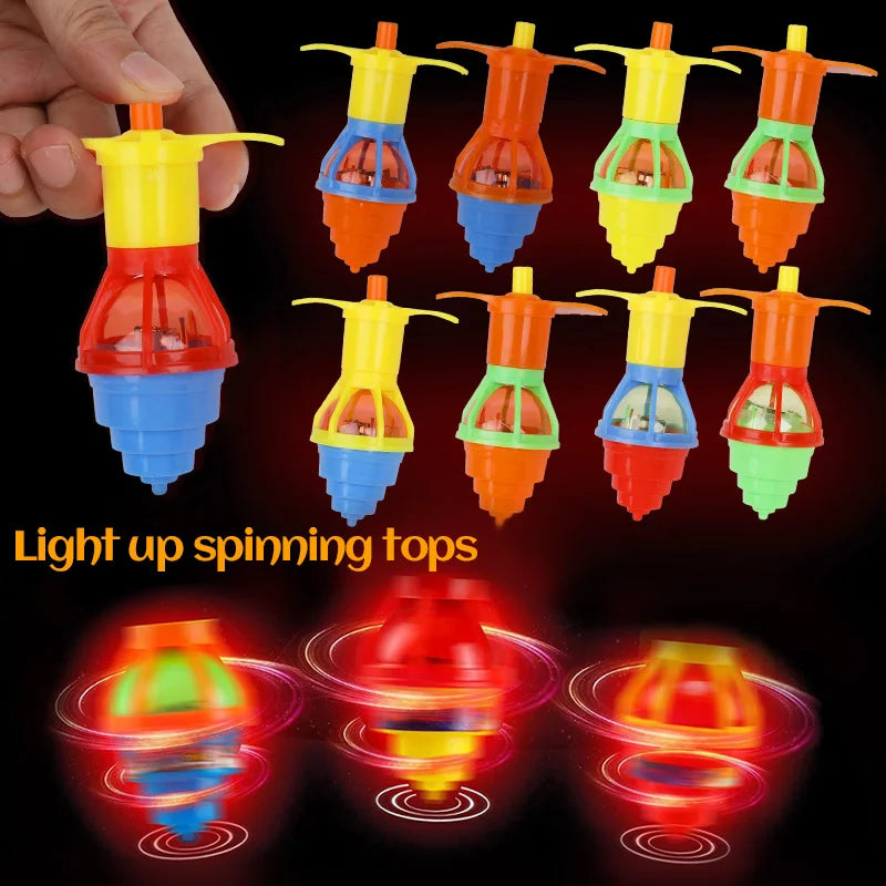 5/10/20pcs LED Light Up Spinning Tops Glow Rotating Gyro Kids Birthday Party Favors Pinata Filler Toys Boy Girl Christmas Gifts
