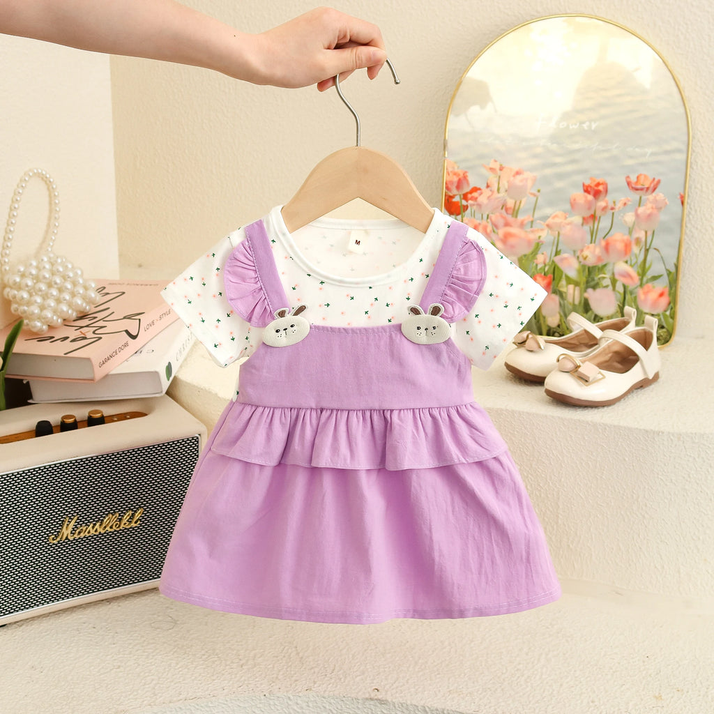 6-24 Months Summer New Baby Girl Dress, Sweet Floral Short Sleeved Children'S Clothing