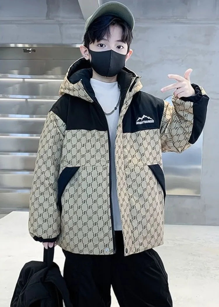 2025 New Boys' Thickened Winter Coat with Hood, Fleece-Lined Parka Jacket for Toddler Boys, Stylish & Warm Winter Wear