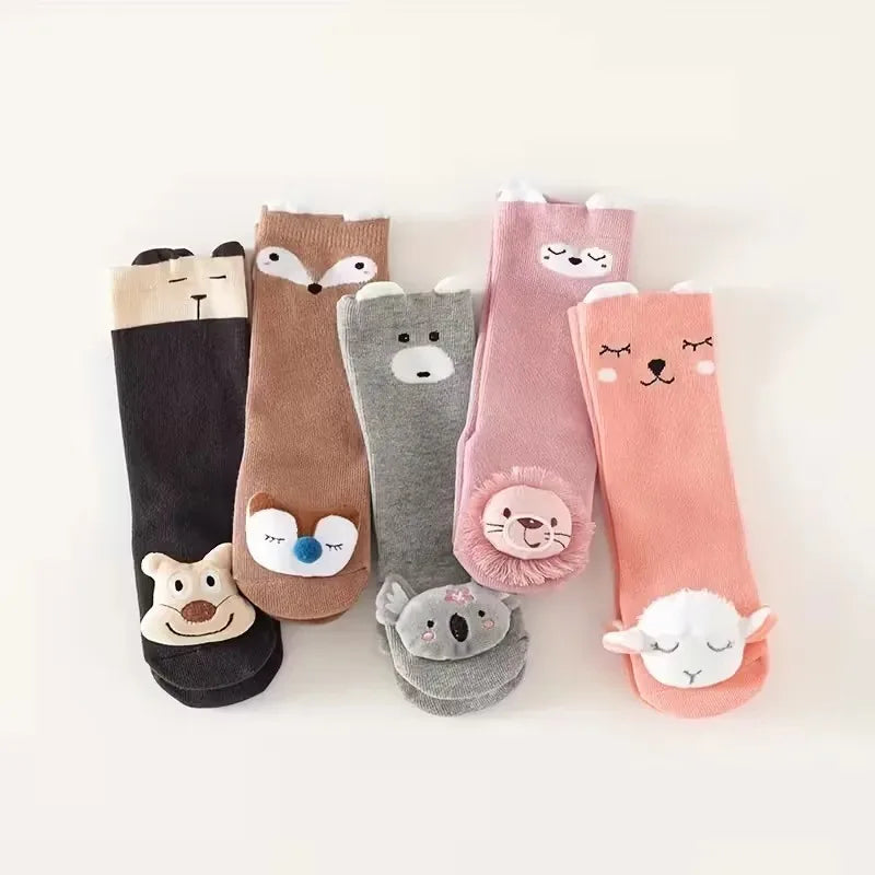 Kids Cartoon Animal Knee High Socks Non Slip Cotton Long Sock for Boys Girls Baby Knee Protector Toddler Cute Winter Accessories