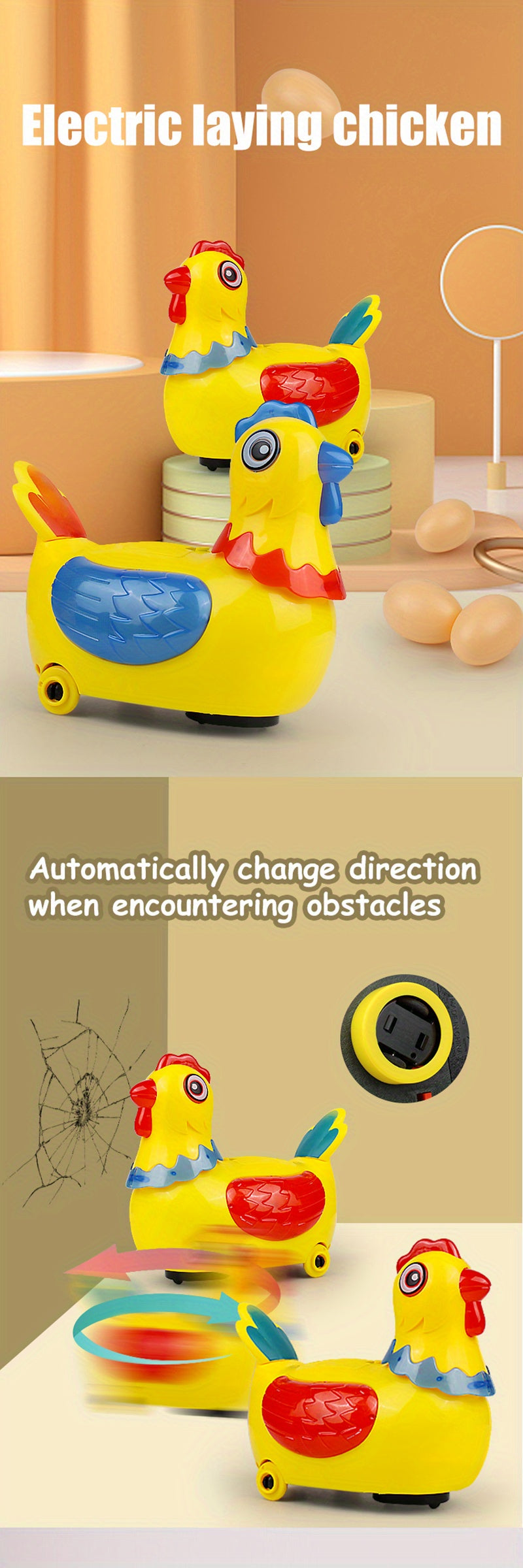 Electric Laying Egg Chicken Toy Doll with Sound Music Talking Walking Chicken Singing Dancing Chick Toy Easter for Boys Girls