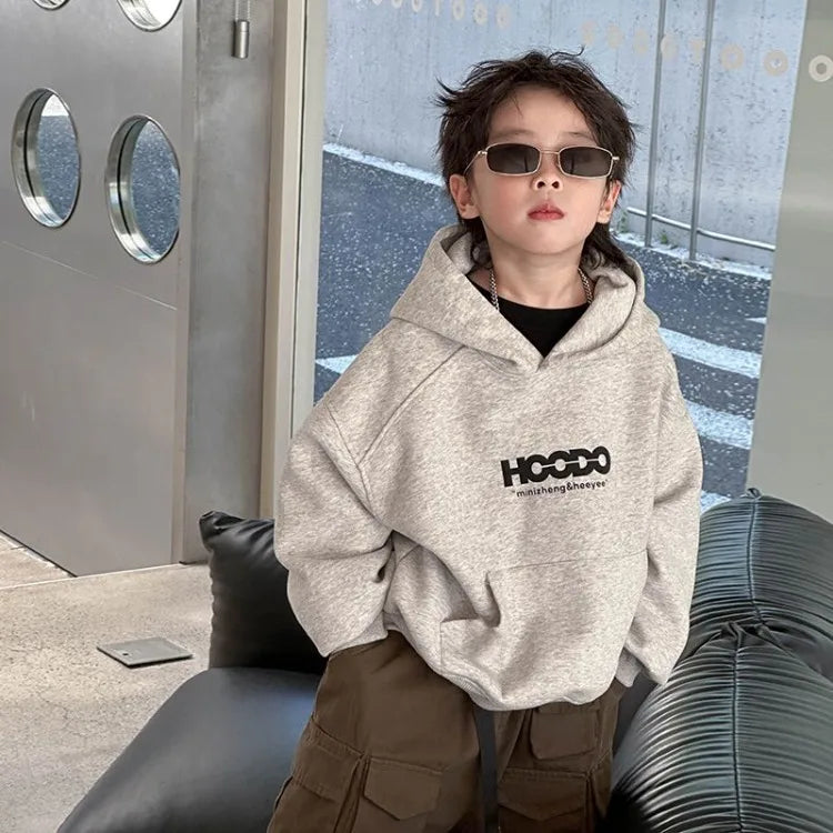 2025 New Boys' Mid-Large Spring Autumn Korean-Style Stylish Hooded Hoodie - Fashionable Baby To Big Kids Top