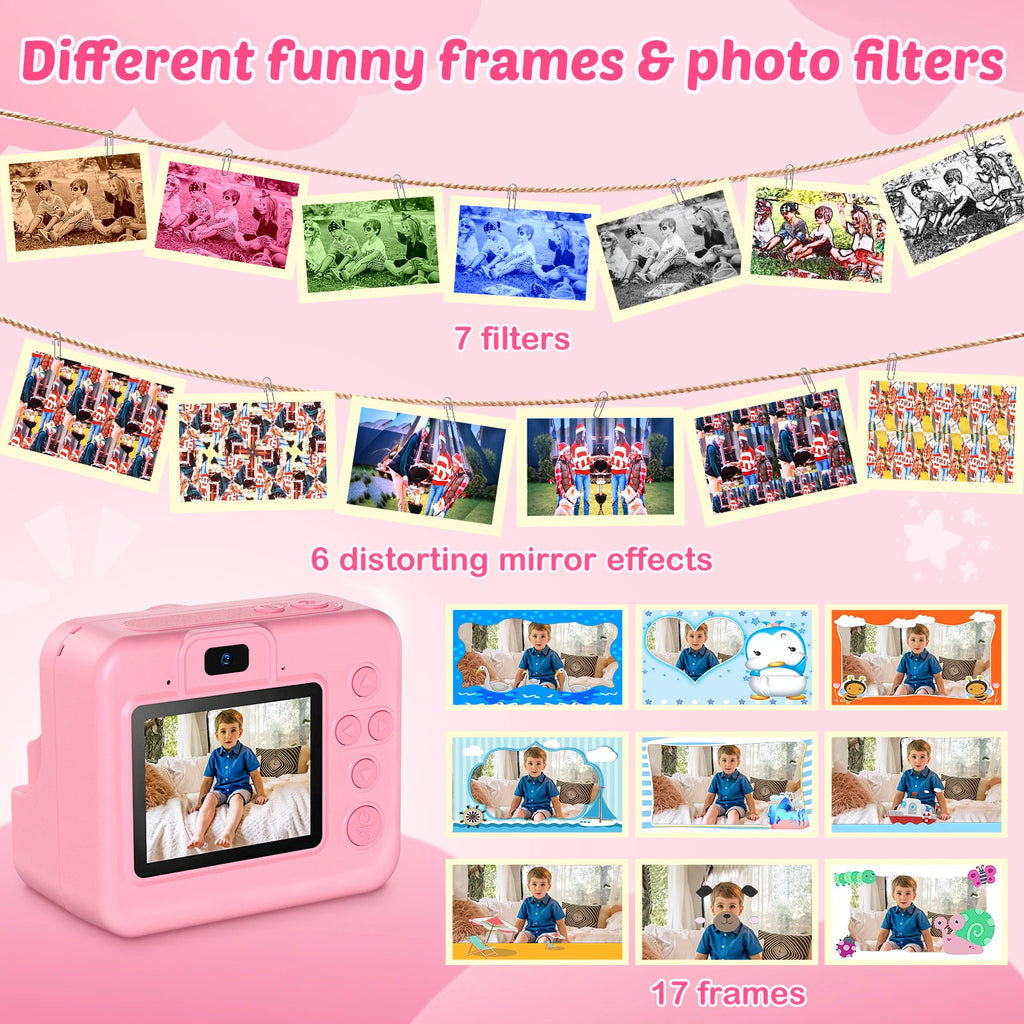 New Bee Kids Instant Print Camera 1080P HD Dual Lens Selfie 32GB Digital Camera for Girls Boys Christmas Birthday Gifts Toys