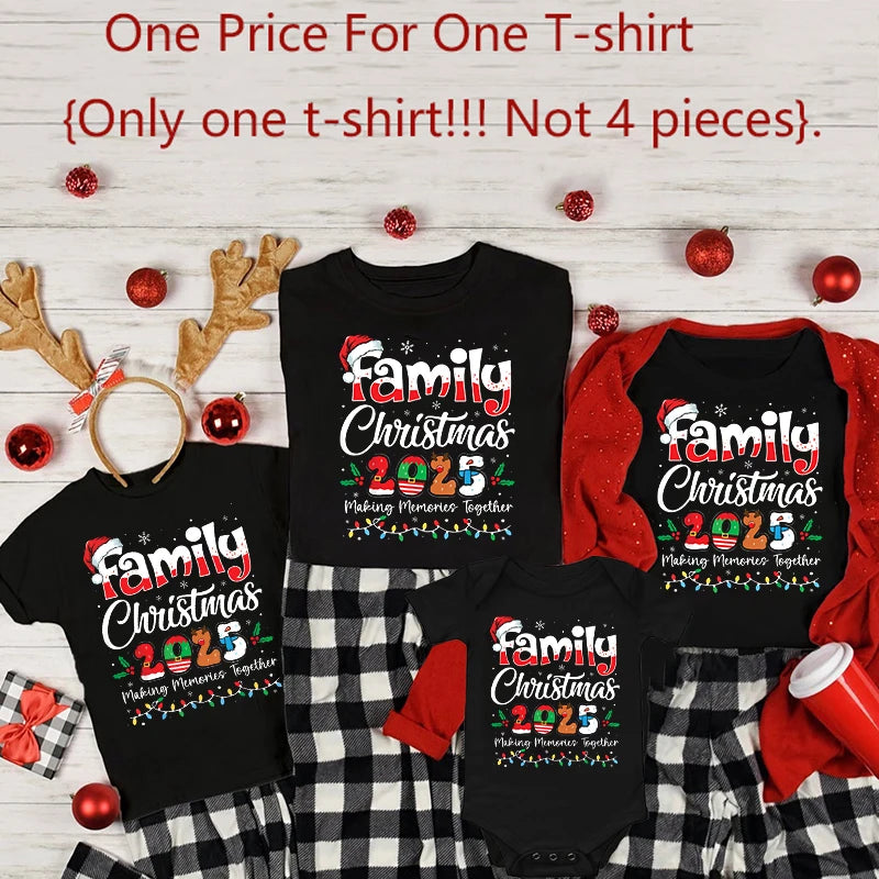 Family Christmas 2025 Print Family Matching Outfits Fashion Comfy Short Sleeve Tee Shirt Outfit Christmas Day Holiday Clothes