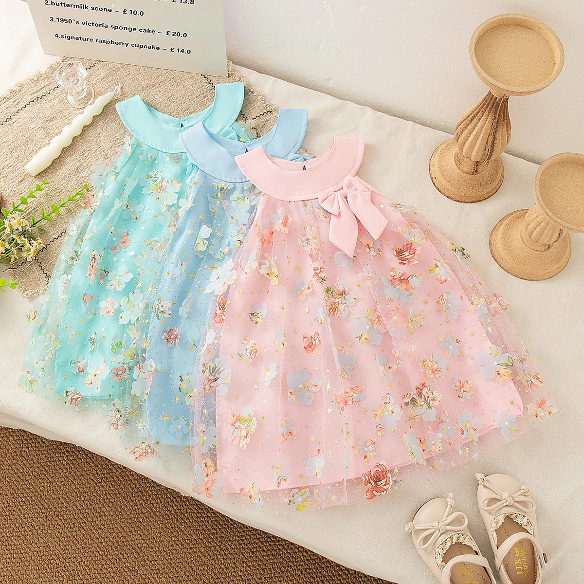 Summer New Princess Style Baby Girl Dress, Floral Chiffon Children'S Sleeveless Clothes For Birthday Parties (0-3 Years Old)
