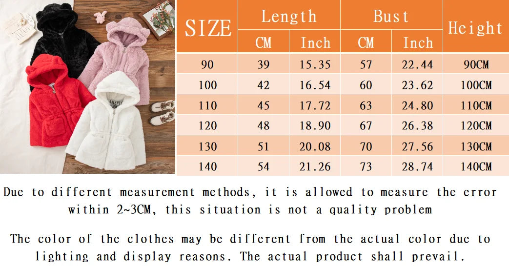 Winter New Thick And Warm Baby Girl Coat, Simple Solid Color Children'S Clothing Suitable For Babies With A Height Of 90-140cm