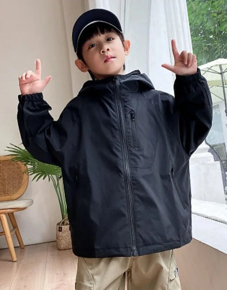 2025 New Kids Outdoor Jacket Unisex Sporty Design Spring Autumn Wear Trendy Waterproof Windproof Jacket for Boys Girls Ages 8-14