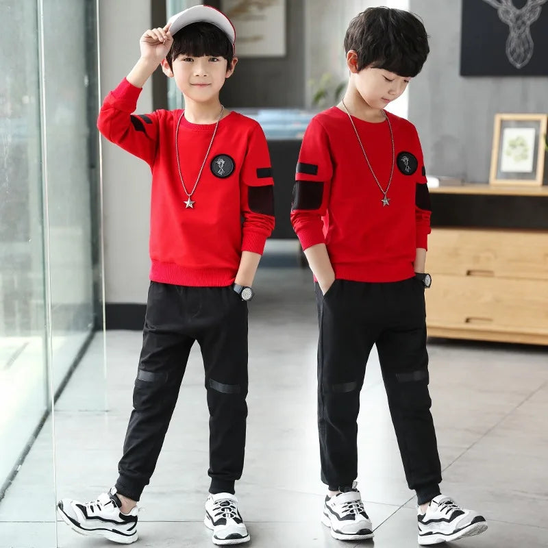 2024 Boys Clothes Set striped Sweatshirt tops + Sport Pants Tracksuits winter Autumn Kids Suit Children 5 7 8 9 10 11 12 13Year